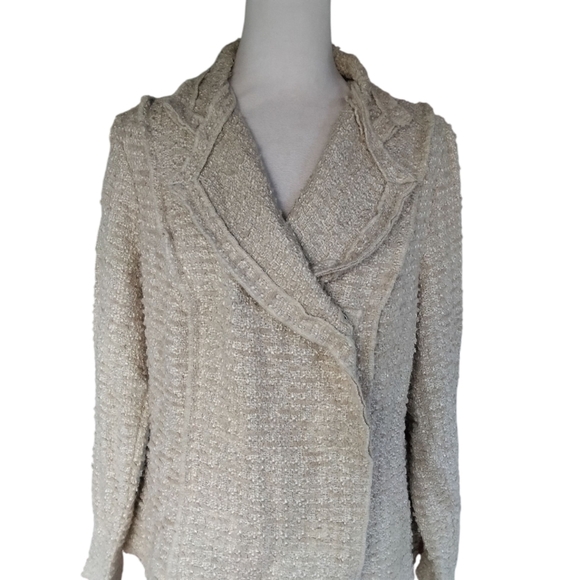 Cabi Brushed Chenille Tweed Lagenlook Double Breasted Knit Blazer Size Medium - Picture 5 of 10